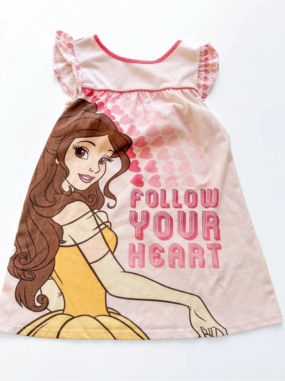 Y2K Disney Belle Nightshirt for Girls in Pink & Yellow